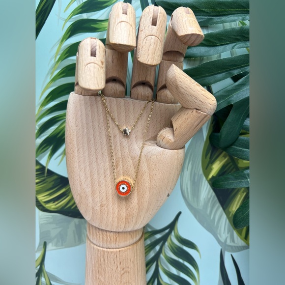 Dainty Evil Eye Multi-Strand Necklace - Evil Eye Minimalist Layered Necklace - Picture 7 of 16